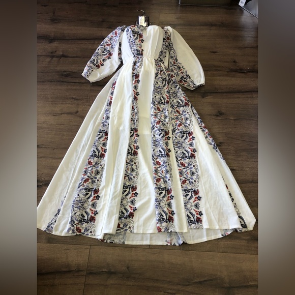 BOOHOO MAXI THREE QUARTERS SLEEVES ELASTIC WAIST ROUND NECK ELASTIC NECK LINE 4 - Picture 6 of 10